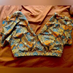 Albion bathing suit including cape crop and  skirt size L golden hour print